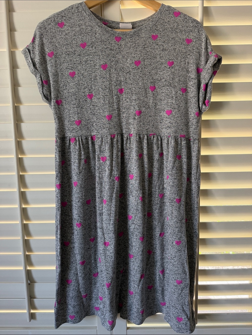 Gap Kids Girls' Heather Gray Dress with Pink Heart Print